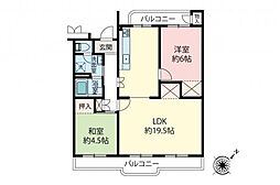 みずほ台団地　13-1号棟 2LDKの間取り