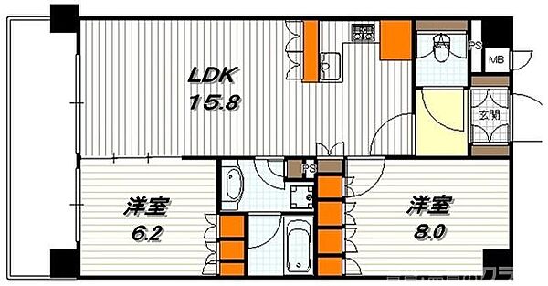 リーガル京都聖護院 204｜京都府京都市左京区聖護院山王町(賃貸マンション2LDK・2階・66.00㎡)の写真 その2