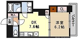 グラシオン西陣 6階1DKの間取り