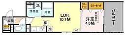 D-ROOM丹波橋 3階1LDKの間取り