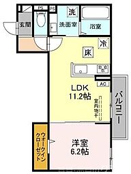 Vrai Soleil（ヴレソレイユ） 2階1LDKの間取り