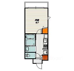 テッケルテスラ 2階1Kの間取り