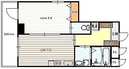 ルミノーサ三条小川 4階1DKの間取り