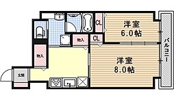 Casa花車 5階2Kの間取り