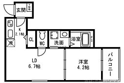 F asecia Canale 1階1LDKの間取り