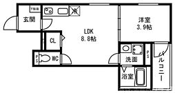 F asecia Canale 3階1LDKの間取り