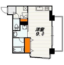 ドルチェヴィータ四条大宮 6階ワンルームの間取り