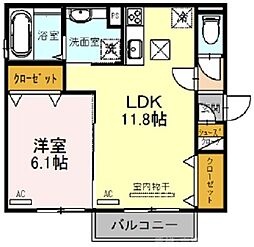 ルーチェ嵯峨 101 1階1LDKの間取り