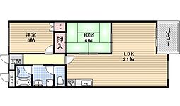 インペリアル京都 6階2LDKの間取り