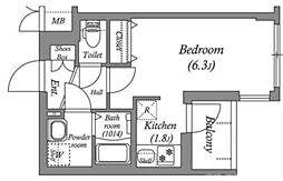アドバンス京都レイズ 2階ワンルームの間取り