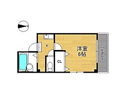 スウィートルーム聖護院西 4階1Kの間取り