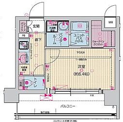 プレサンスTHE KYOTO東福寺WEST 3階1Kの間取り