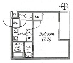 EN西ノ京二条 2階1Kの間取り