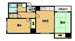 フィルハウゼ五条 9階2DKの間取り