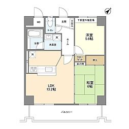 信開ガーデンコート西大路 2階2LDKの間取り