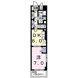 平蔵館 2階1DKの間取り