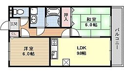ピ・ソ・プリメーロ 1階2LDKの間取り