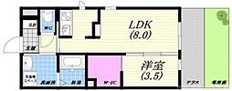 月かげ荘 1階1LDKの間取り