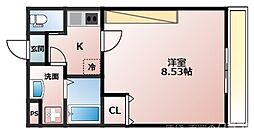 フラッティ西京極 2階1Kの間取り