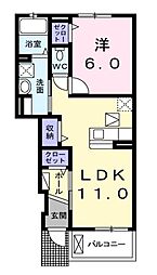 タンドル庄南 1階1LDKの間取り