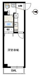 Passcio　N 5階1Kの間取り