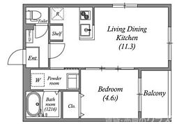 ボヌール太秦 1階1LDKの間取り