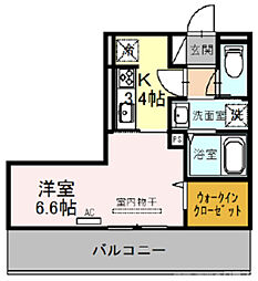 Cozy Cote上鳥羽（コージーコート上鳥羽） 2階1Kの間取り