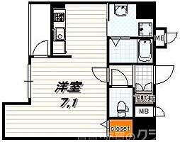 グラマシー京都 3階1Kの間取り