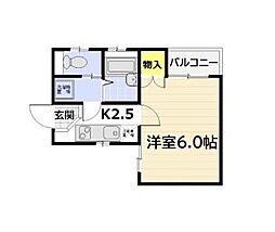 アルカス千本通 4階1Kの間取り
