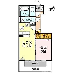 レグルス 1階1LDKの間取り