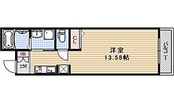 仮称)中京区橋東詰町M新築 1階ワンルームの間取り