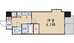 プレサンス京大東 5階1Kの間取り
