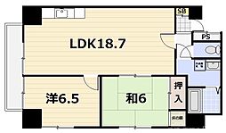 エルバーニョくろもん 4階2LDKの間取り