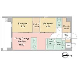 LiveCasa千本今出川 4階2LDKの間取り