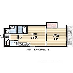 アドバンス京都西院パルティーレ 2階1LDKの間取り