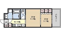 CRESTTAPP京都二条（クレストタップ京都二条） 2階2Kの間取り
