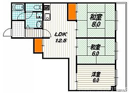 ルネ・ニッセイコーポラス 2階3LDKの間取り