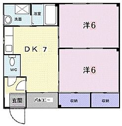 CASA・RIO 1階2DKの間取り