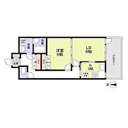 クリヨン岡崎 1階1LDKの間取り