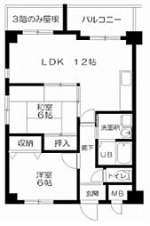 サントル西京 2LDKの間取図画像