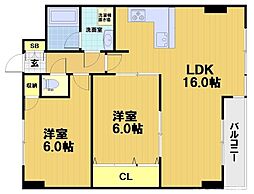 クレメント五条 2LDKの間取図画像