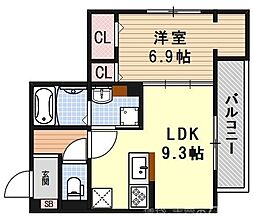 N'sCOURT 1LDKの間取図画像