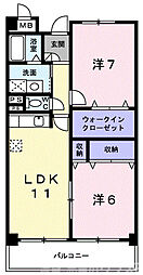 クエストオブインフィニティー 2LDKの間取図画像