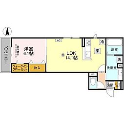 アイル京都八条 1LDKの間取図画像