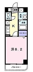 グランツェントB 1Kの間取図画像