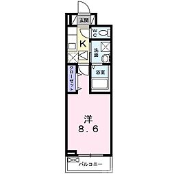 ヴィラ・サンセール2 1Kの間取図画像
