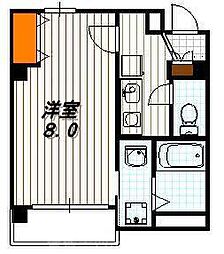 クロスビル 1Kの間取図画像