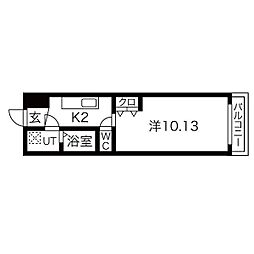 朱雀館 1Kの間取図画像