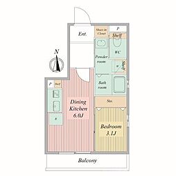 Live Flat京都西院 1DKの間取図画像