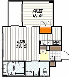リーガル京都烏丸通り 1LDKの間取図画像